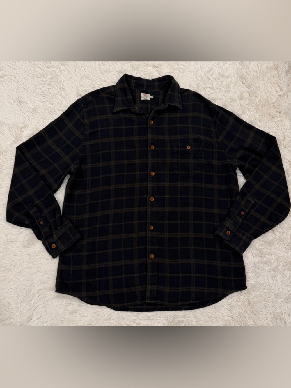Faherty‎ Brand Men’s Plaid Button Up Soft Cotton Blend Flannel Shirt XXL Outdoor